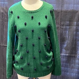 Long sleeve round neck green sweater